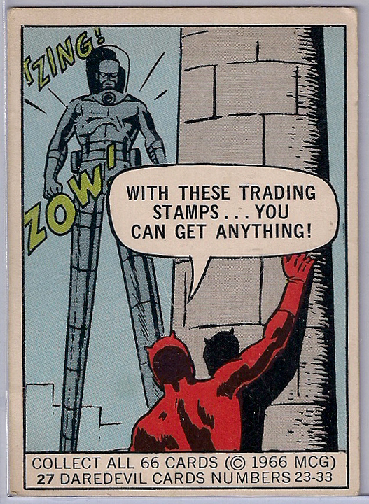 Daredevil meets Stiltman on this 1966 trading card.