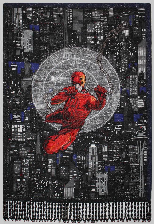 One of my Daredevil art quilts, featuring the cover of DD #26, art by Alex Maleev.