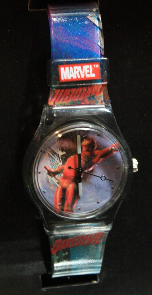 closeup of analog Daredevil wristwatch